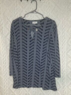 Magnolia Grace Navy and White Striped Long-Sleeve Top